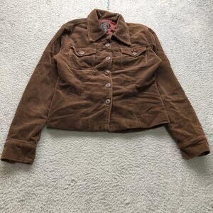 American Eagle Corduroy Jacket Women's Small S Long Sleeve Lined Pocket Brown